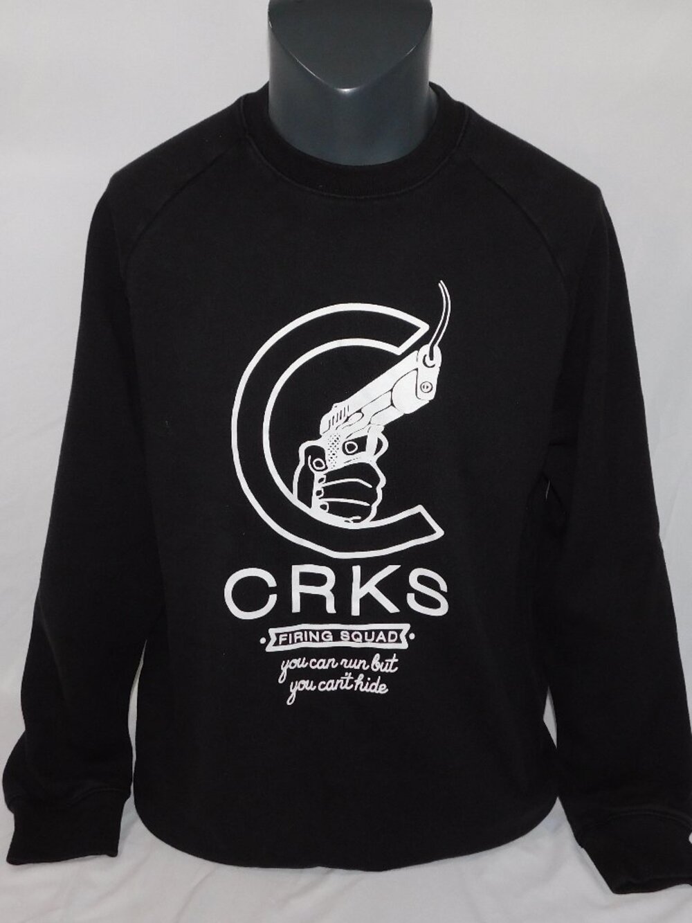 Crooks & Castles CRKS Firing Squad Black White Gun Graphic Sweatshirt Mens XL